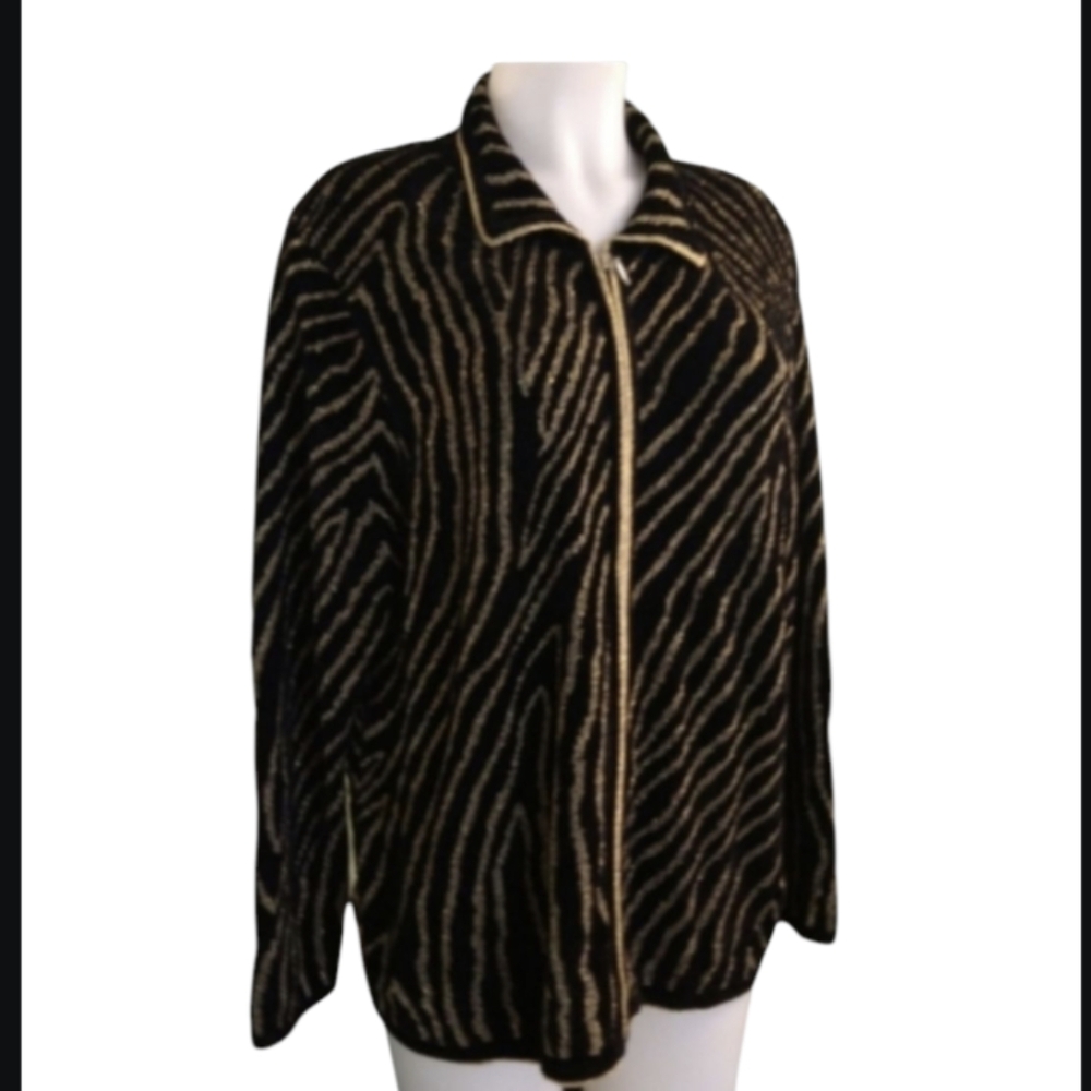 Size PL Gold an black zip up cardigan Blazer jacket